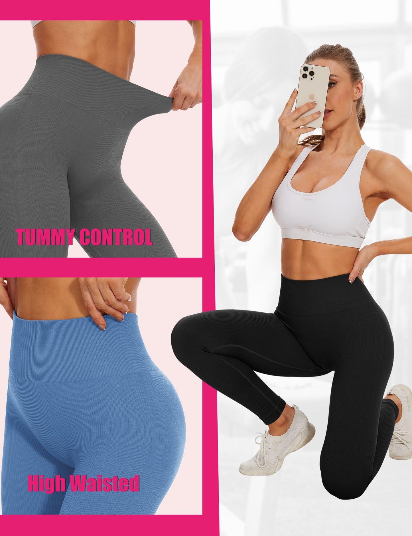 Leggings - Cropped High-waisted Seamless Solid Black
